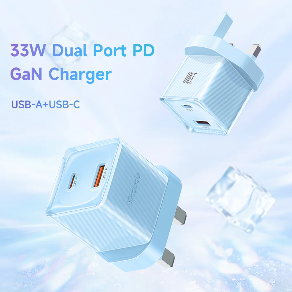 Mcdodo PD 33W Port USB-C and Port USB GaN Fast Charger - شاحن جداري سريع الشحن بقدرة 33واط مع منفذ يو اس بي سي ومنفذ يو اس بي من مكدودو