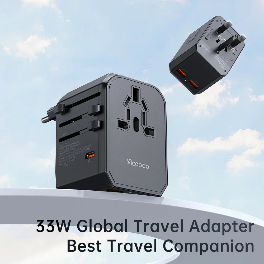Mcdodo 33W PD Fast Charging Universal Travel Adapter - محول السفر العالمي مكدودو 33واط للشحن السريع
