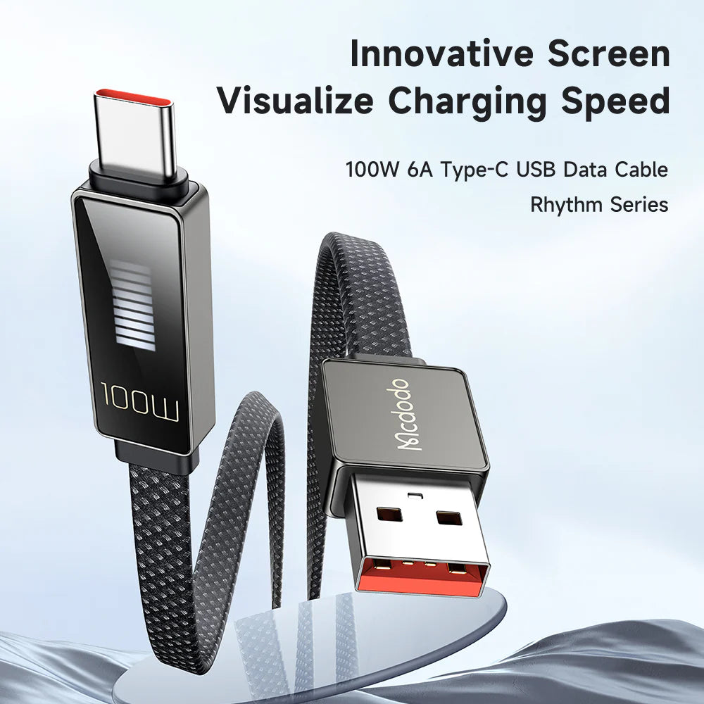 Mcdodo 6A Charging Speed Display Type-C USB Cable 1.2m - كيبل يو اس بي من النوع سي لعرض سرعة الشحن مكدودو بطول 1.2 متر