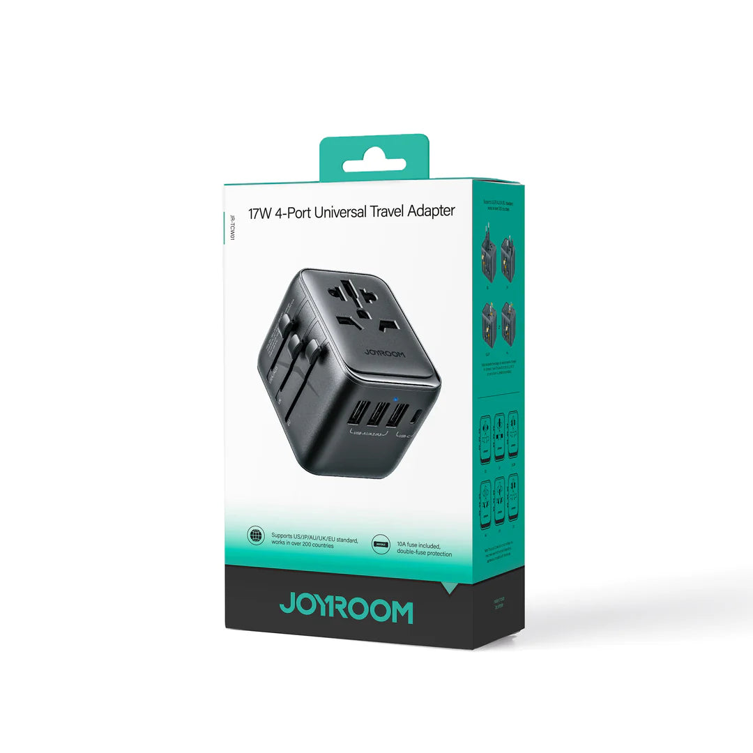 محول سفر عالمي جويرووم JR-TCW01 بقدرة شحن 17 واط - اسود | JOYROOM JR-TCW01 17W Universal Travel Adapter – Black