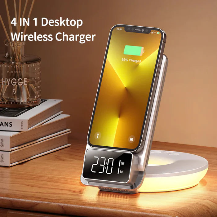 Mcdodo 4 in 1 Desktop Wireless Charger with Alarm & Night Lamp - ماكدودو شاحن لاسلكي لسطح المكتب 4 في 1 مع منبه ومصباح ليلي