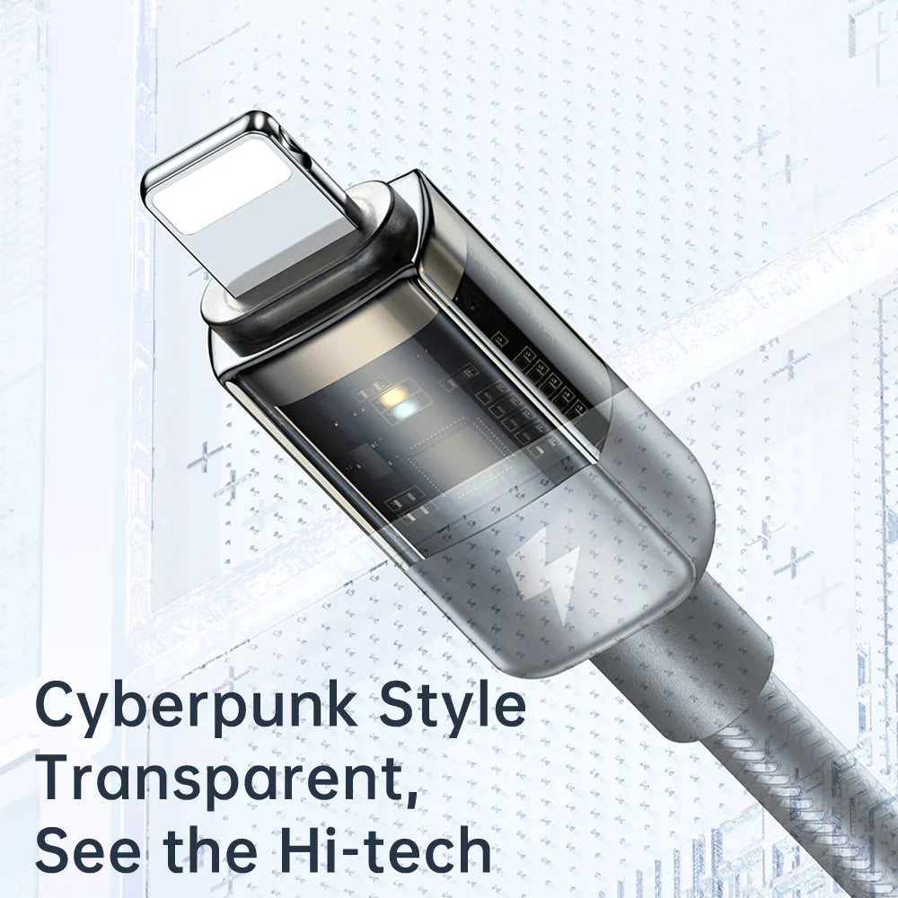 Mcdodo Auto Power Off Type-C to Lightning Transparent Data Cable 1.2m - كابل بيانات مكدودو اوتو باور اوف تايب سي إلى لايتننج شفاف بطول 1.2 متر