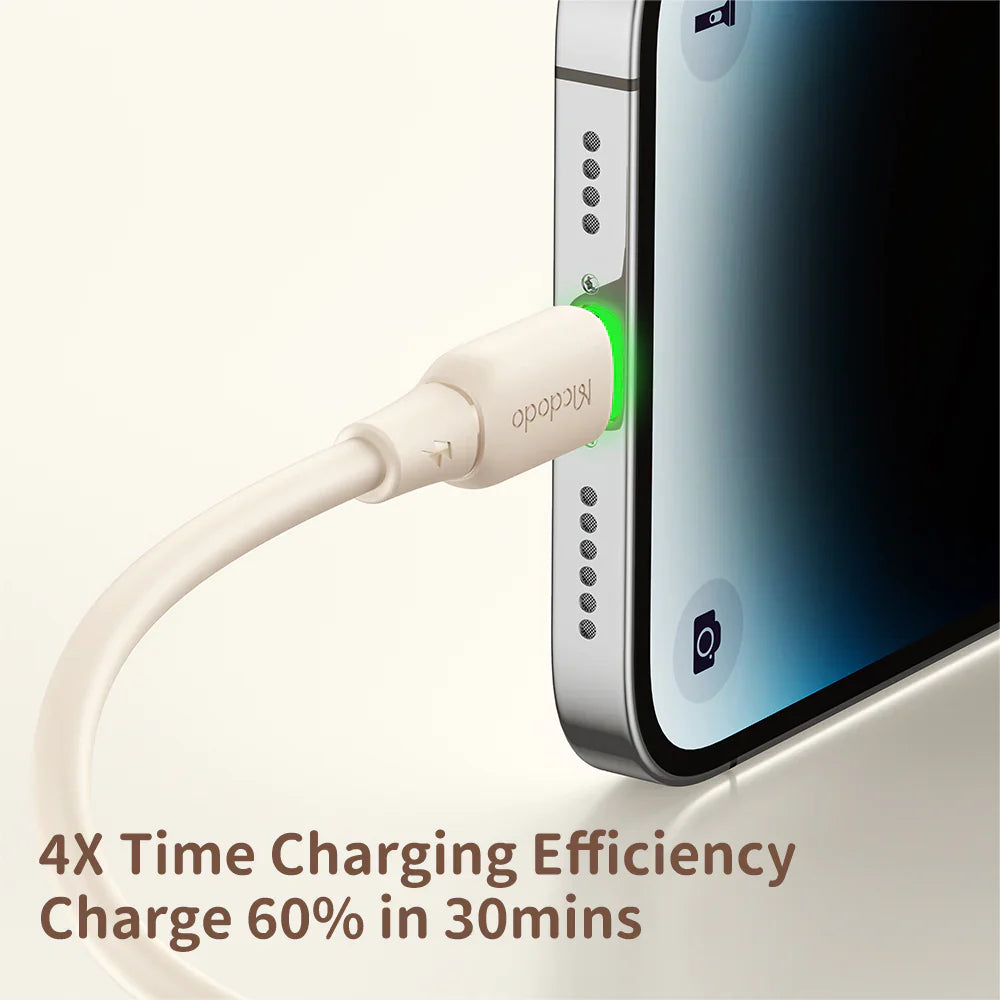 Mcdodo Silicone USB C to Lightning 36W Data Cable with LED 1.2m - كابل بيانات من السيليكون تايب سي إلى لايتننج 36واط مع ليد بطول 1.2 متر من مكدودو