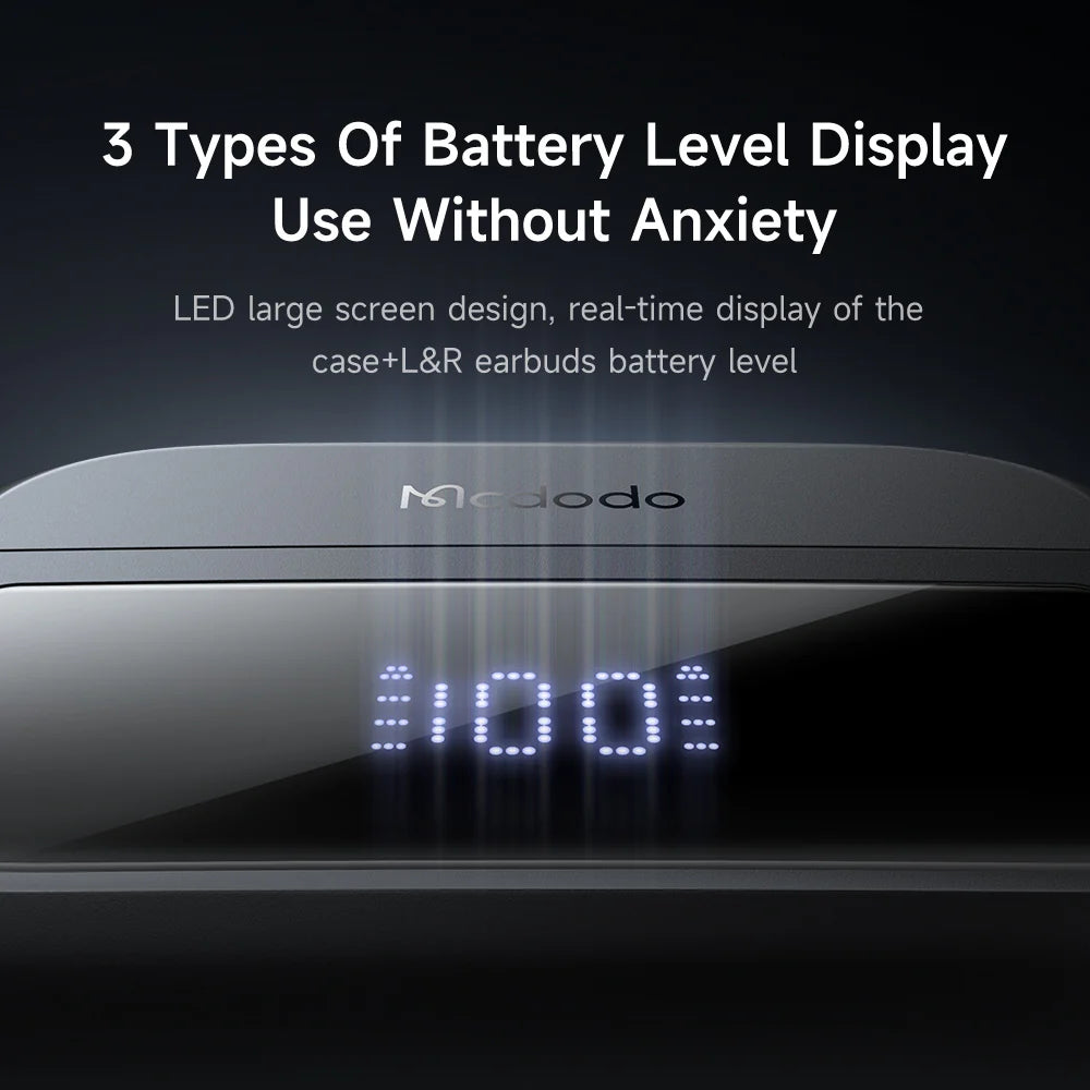 Mcdodo B04 Lanyard Tied Portable Digital Display TWS Earbuds - سماعات أذن مكدودو مربوطة بشاشة رقمية محمولة توايس