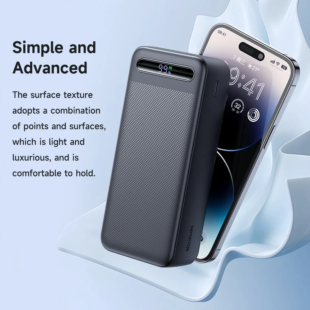 Mcdodo 22.5W PD+QC Power Bank 30000mAh with Digital Display - باور بانك سريع الشحن بقدرة 22.5واط ةبسعة 30000ميلي أمبير من مكدودو