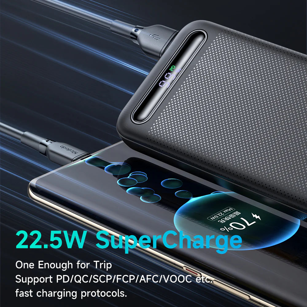Mcdodo 10000mAh PD Power Bank 22.5W Fast Charging Digital Display Powerbank - باور بانك شاحن سريع بسعة 10000 ميلي أمبير وبقدرة 22.5 واط من مكدودو