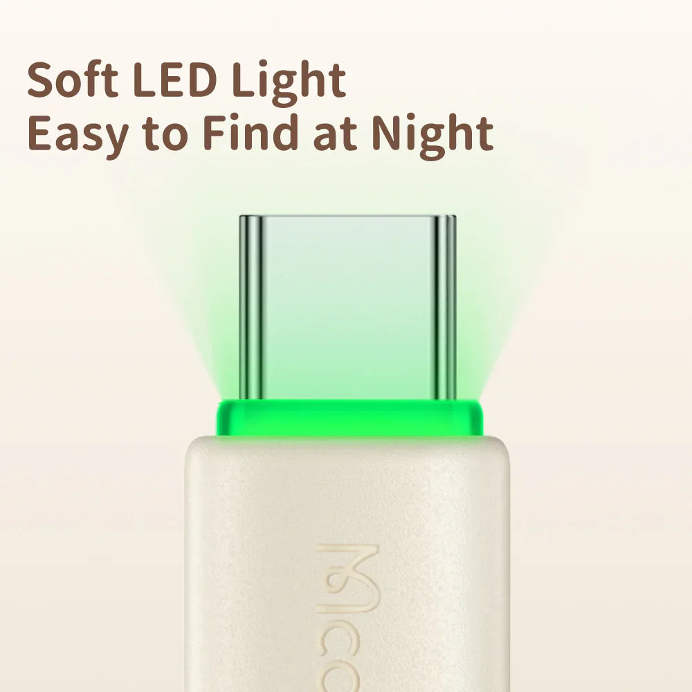 Mcdodo Silicone 6A USB C Data Cable with LED 1.2m - كابل بيانات من ماكدودو سيليكون تايب سي مع ليد بطول 1.2 متر