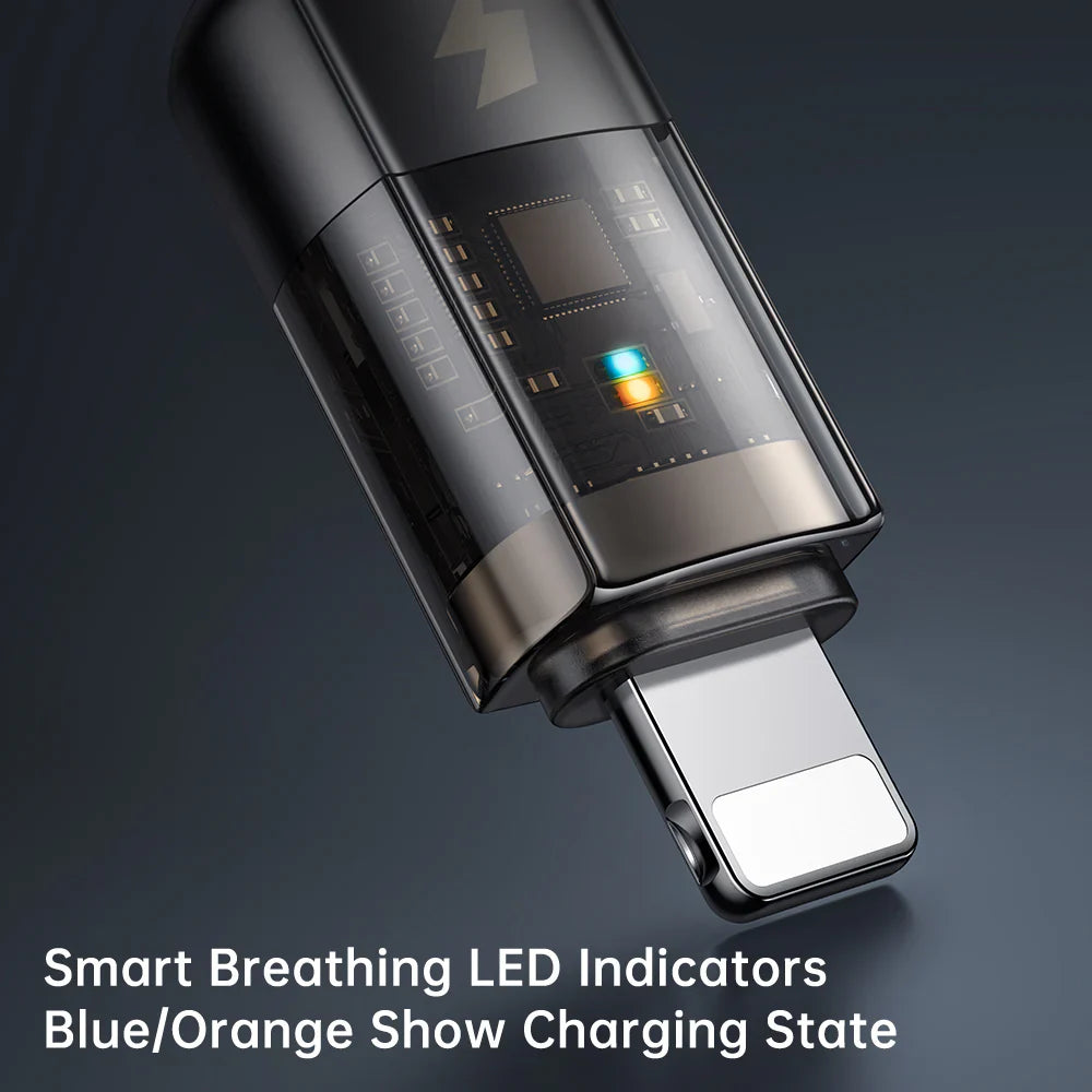 Mcdodo Auto Power Off Type-C to Lightning Transparent Data Cable 1.2m - كابل بيانات مكدودو اوتو باور اوف تايب سي إلى لايتننج شفاف بطول 1.2 متر