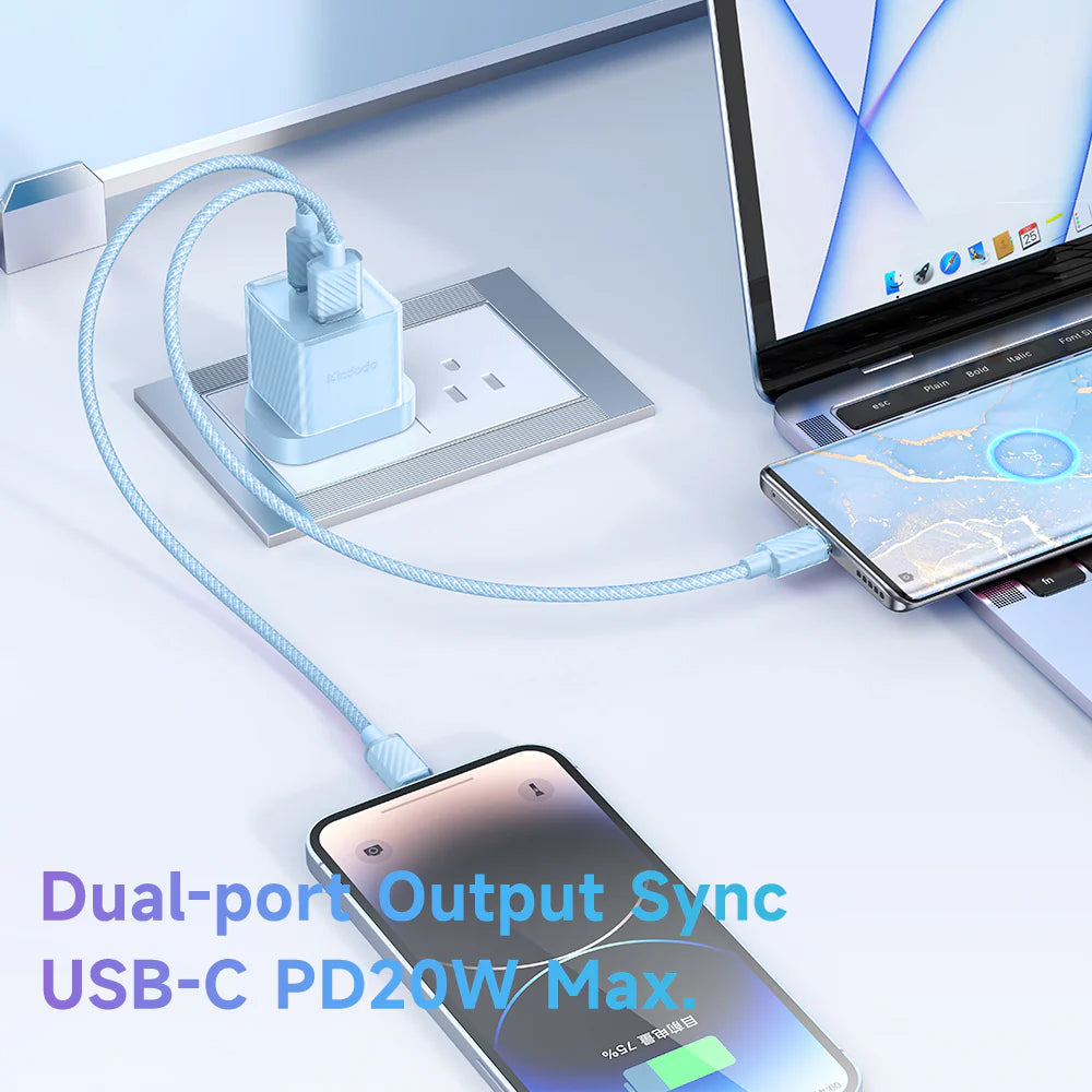 Mcdodo PD 33W Port USB-C and Port USB GaN Fast Charger - شاحن جداري سريع الشحن بقدرة 33واط مع منفذ يو اس بي سي ومنفذ يو اس بي من مكدودو