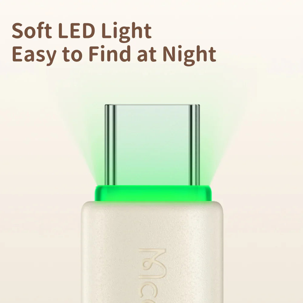 Mcdodo Silicone USB C to USB C 65W Data Cable with LED 1.2m - كابل بيانات من مكدودو سيليكون تايب سي إلى تايب سي 65واط مع ليد بطول 1.2 متر