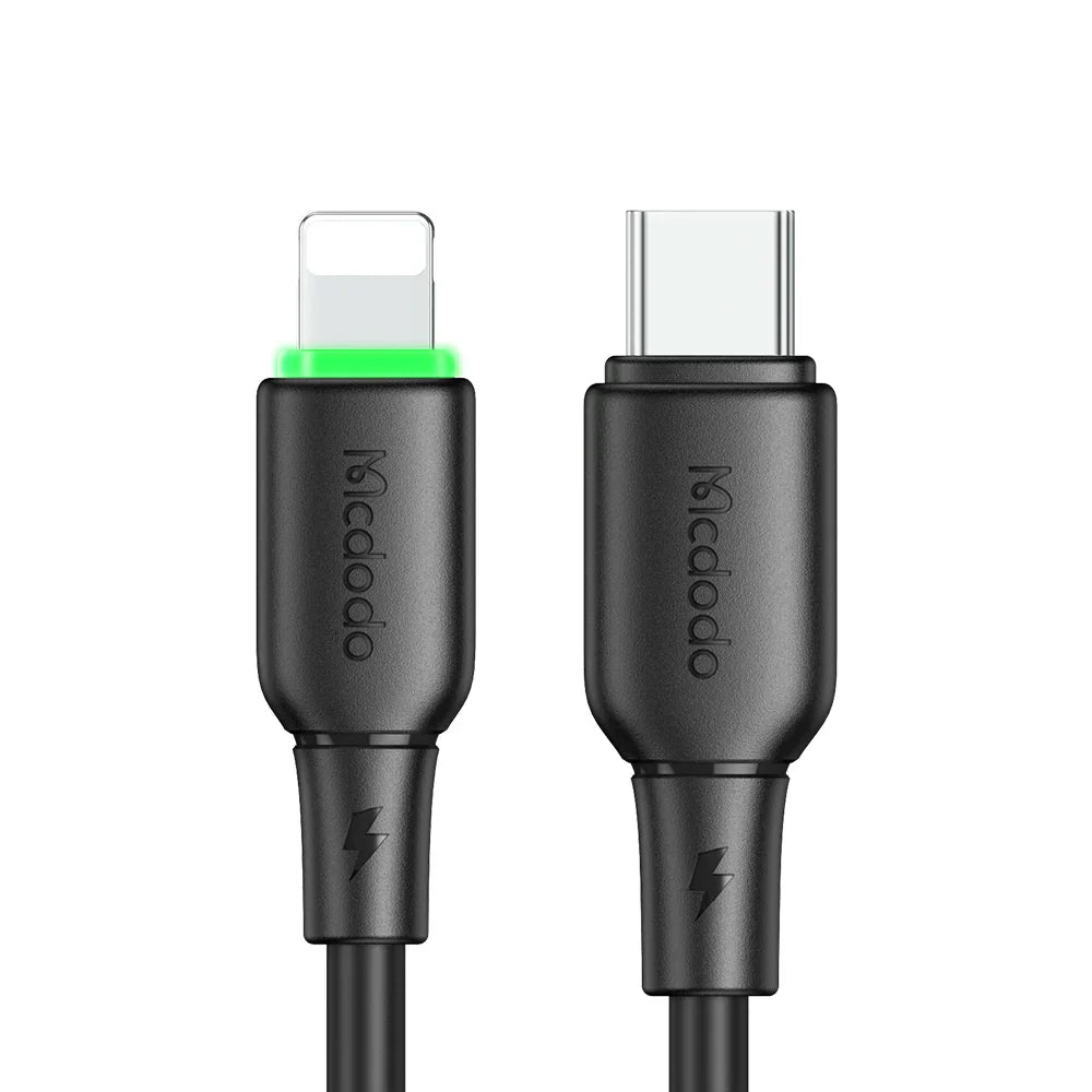 Mcdodo Silicone USB C to Lightning 36W Data Cable with LED 1.2m - كابل بيانات من السيليكون تايب سي إلى لايتننج 36واط مع ليد بطول 1.2 متر من مكدودو