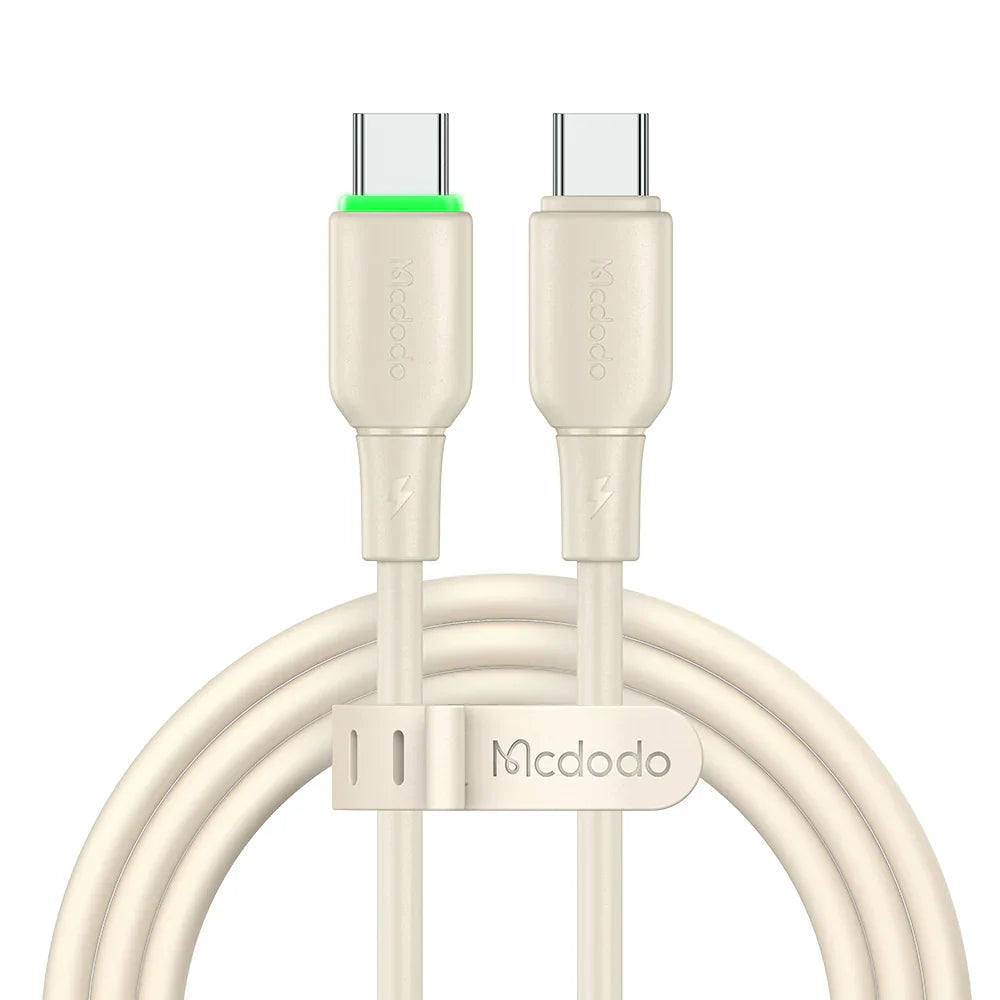 Mcdodo Silicone USB C to USB C 65W Data Cable with LED 1.2m - كابل بيانات من مكدودو سيليكون تايب سي إلى تايب سي 65واط مع ليد بطول 1.2 متر