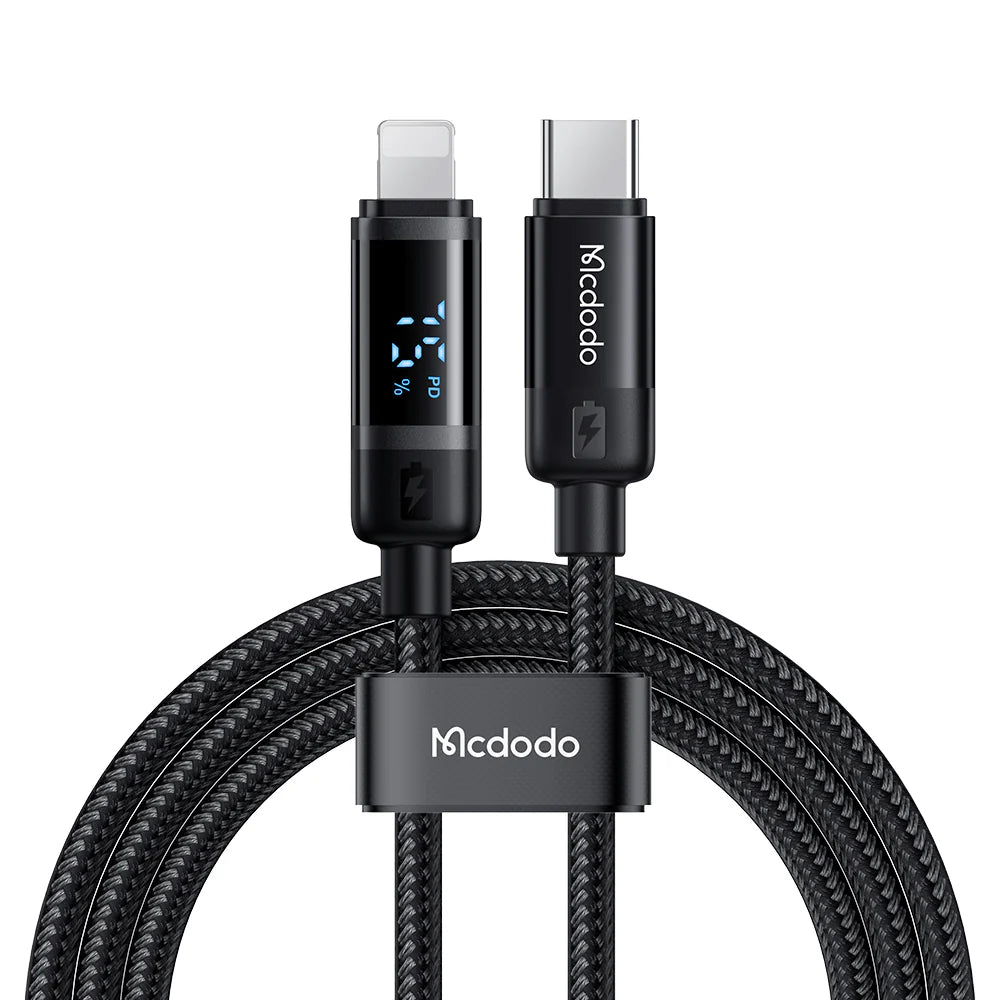 Mcdodo 36W Battery Level Display USB C To Lightning Cable 1.2m - مكدودو 36واط عرض مستوى البطارية يو اس بي سي إلى كابل لايتننغ 1.2 متر