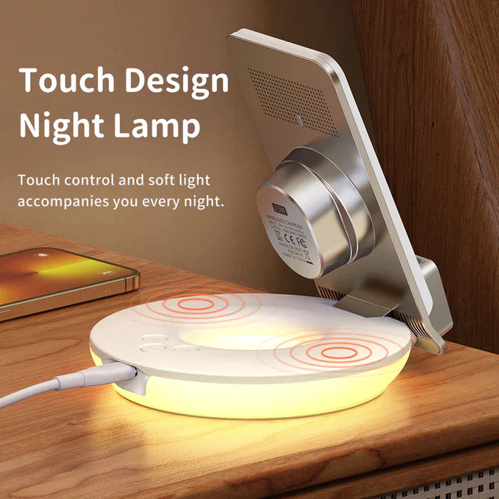 Mcdodo 4 in 1 Desktop Wireless Charger with Alarm & Night Lamp - ماكدودو شاحن لاسلكي لسطح المكتب 4 في 1 مع منبه ومصباح ليلي