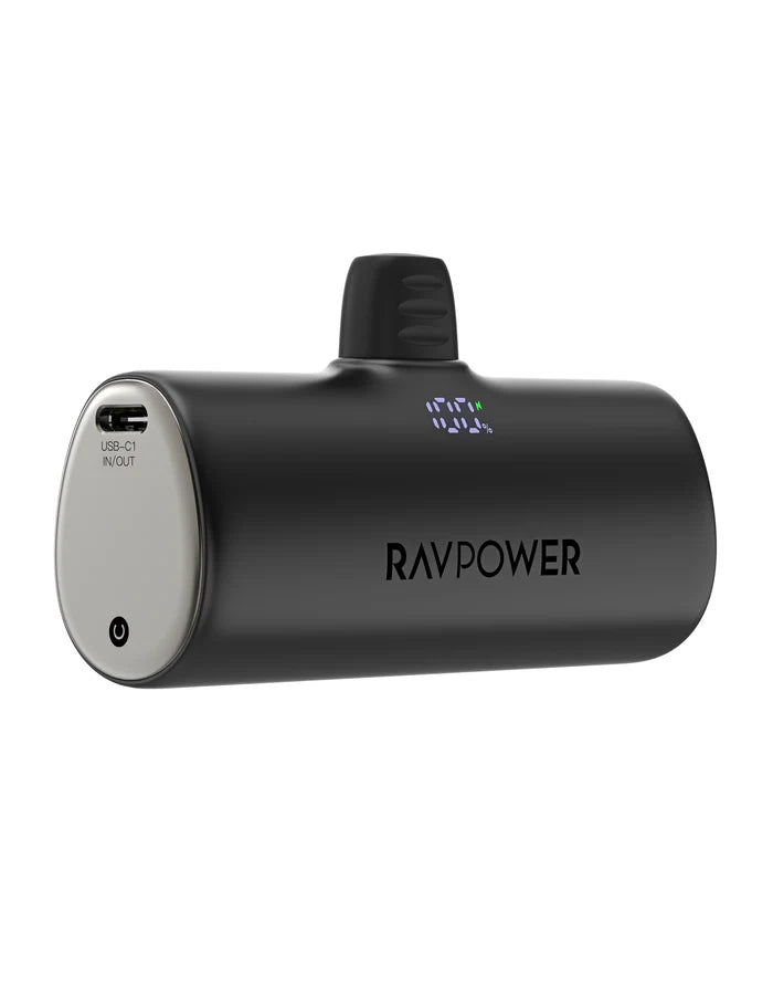RAVPower RP-PB1221 5000mAh Nano Power Bank 20W USB-C Fast Charging - باور بانك راف باور نانو 5000 مللي أمبير، شحن سريع 20 واط، بمنفذ تايب سي