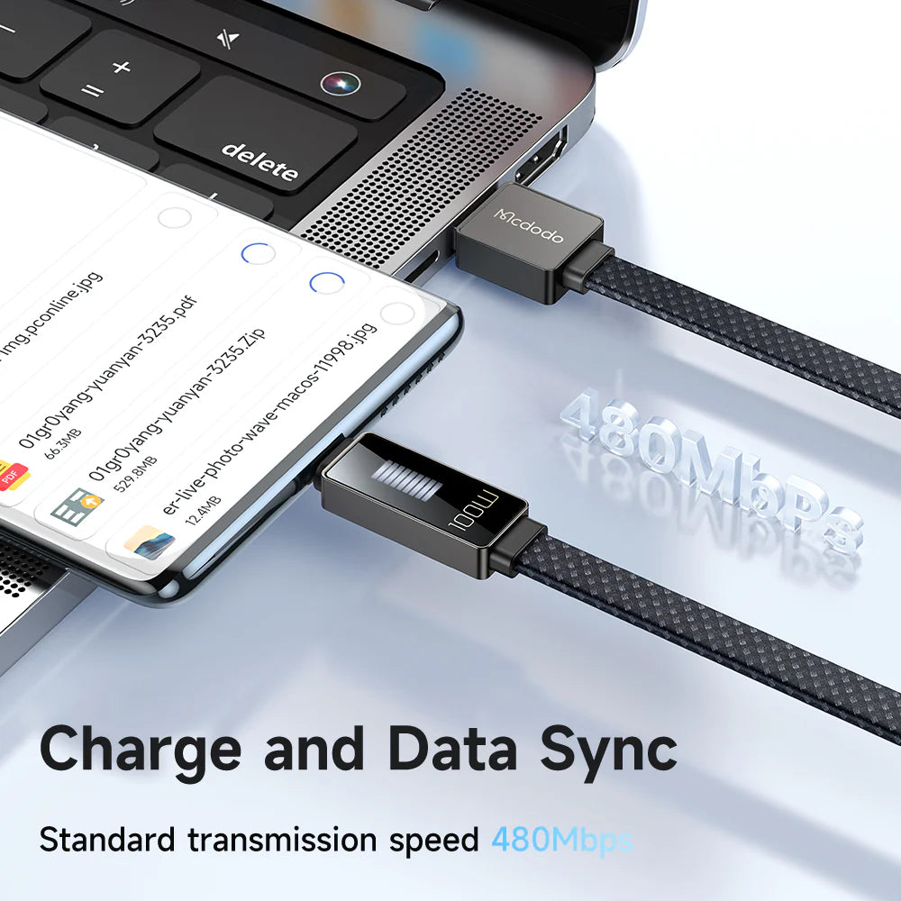 Mcdodo 6A Charging Speed Display Type-C USB Cable 1.2m - كيبل يو اس بي من النوع سي لعرض سرعة الشحن مكدودو بطول 1.2 متر