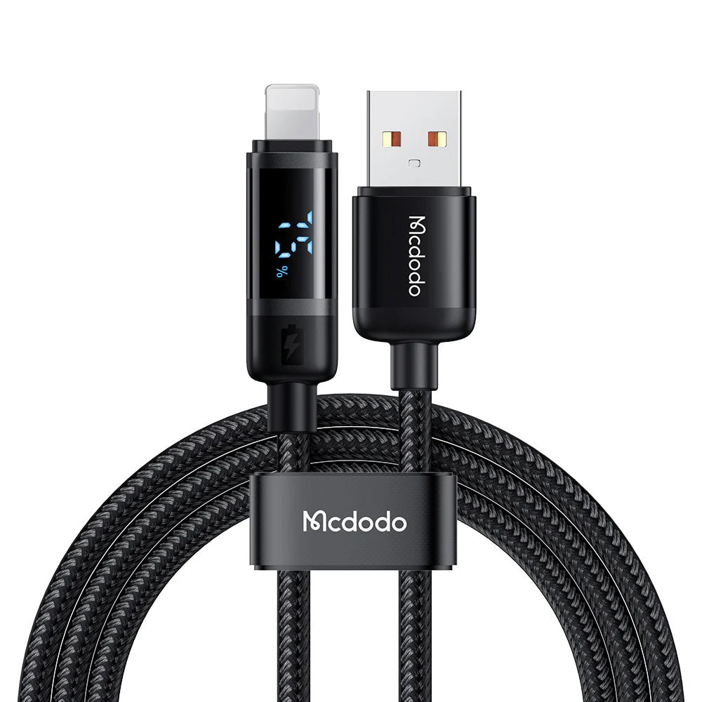 Mcdodo 3A Battery Level Display USB To Lightning Cable 1.2m - ماكدودو عرض مستوى البطارية يو اس بي إلى كابل لايتننغ 1.2 متر