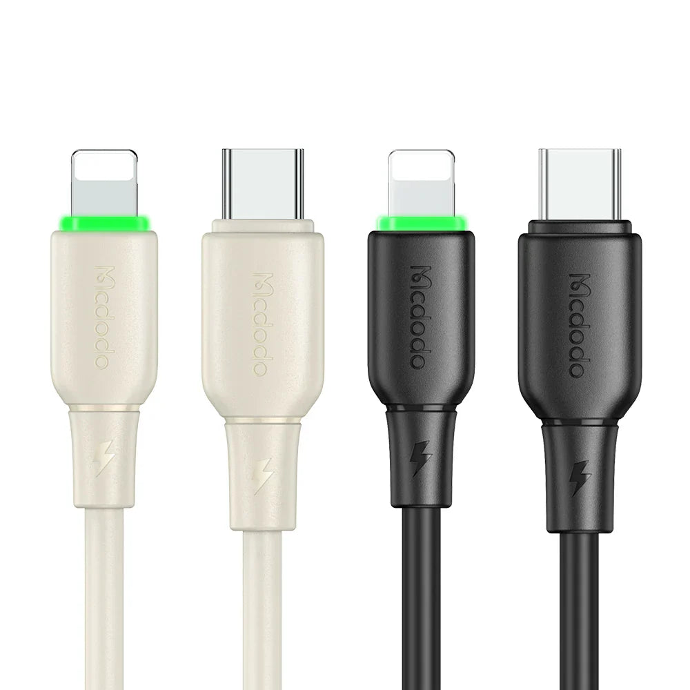 Mcdodo Silicone USB C to Lightning 36W Data Cable with LED 1.2m - كابل بيانات من السيليكون تايب سي إلى لايتننج 36واط مع ليد بطول 1.2 متر من مكدودو