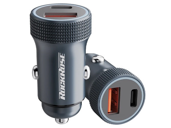 RockRose Ranger PQ GT 30W PD & QC 3.0 Dual Port Car Phone Charger Adapter - روك روز رينجر بي كيو جي تي شاحن سيارة ثنائي المنافذ 30 واط ماكس كيو سي 3.0