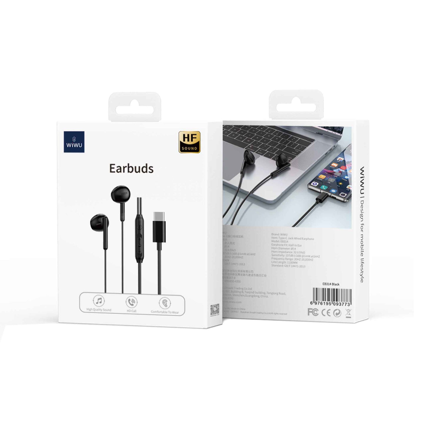 سماعات ويوو EB314 السلكية بمنفذ تايب سي | WiWU EB314 Type-C Wired Earphone