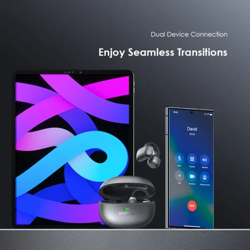 Oraimo TWS Earphone OPN-372NGraphiteGrey - سماعات أورايمو رمادي لاسلكية مفتوحة بجودة عالية -رمادي