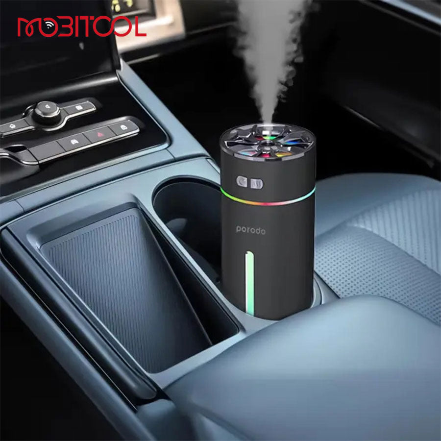 مرطب هواء عطري صغير للسيارة من بورودو لايف ستايل - اسود | Porodo Lifestyle Scented Car Cool Mini Humidifier - Black.