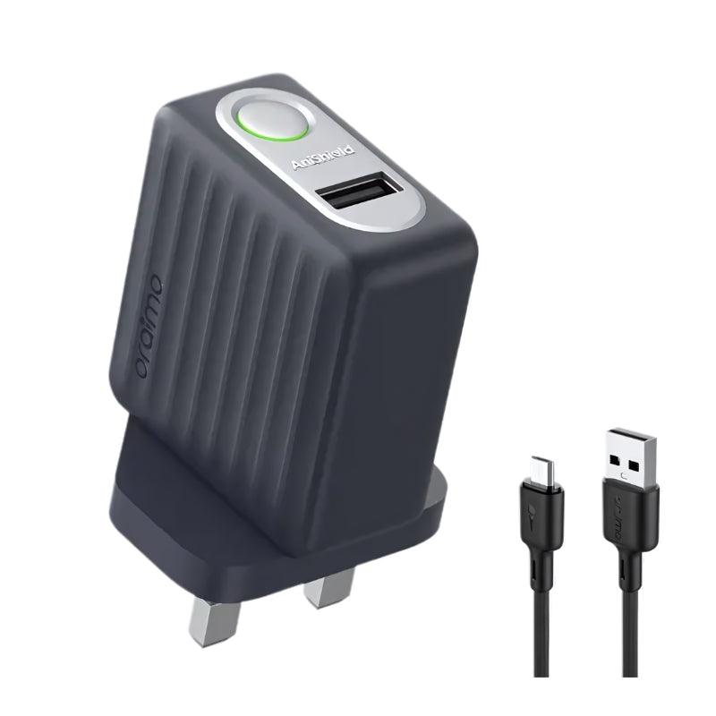 Oraimo Charger kit UK OCW-U68D+M53 Deep Spring - شاحن أورايمو فايرفلاي ٣ مع كيبل مايكرو شحن سريع