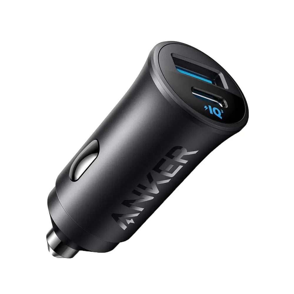 شاحن سيارة أنكر بقدرة 30 واط, بمنفذي يو اس بي سي و يو اس بي اي | Anker 30W Car Charger – Dual Port USB-C & USB-A