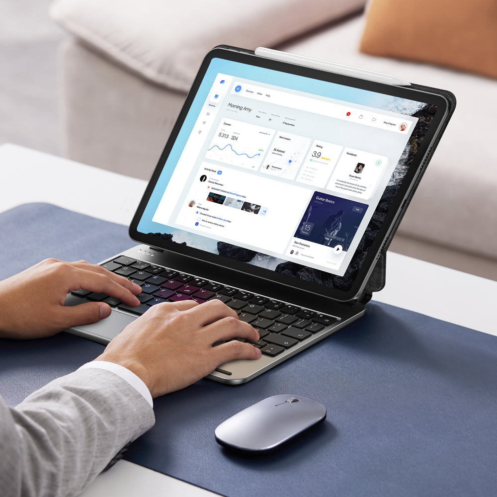 لوحة مفاتيح واي فاي ماجيك من ويوو مع لوحة لمس, متوافقة مع ايباد 10.9/11 انش - رمادي | WIWU MK-001 Magic Wireless Keyboard with Touchpad for iPad 10.9"/11" – Grey