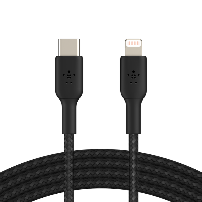 Belkin BoostCharge Braided USB-C to Lightning Cable 2m - بلكن كيبل يو اس بي سي الى لايتنينج مضفر بالنايلون من بوست تشارج بطول 6.6 قدم/2 متر