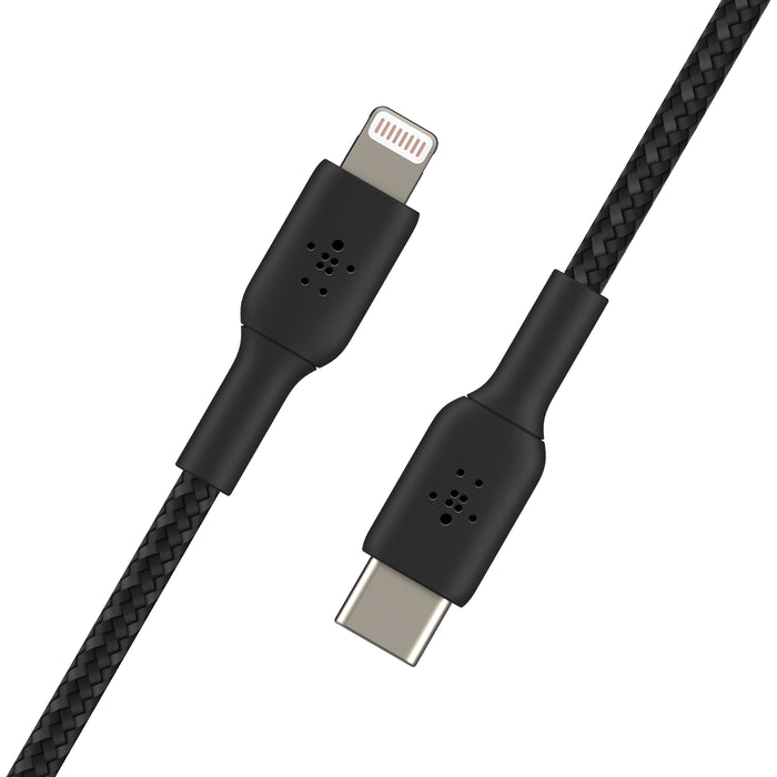 Belkin BoostCharge Braided USB-C to Lightning Cable 2m - بلكن كيبل يو اس بي سي الى لايتنينج مضفر بالنايلون من بوست تشارج بطول 6.6 قدم/2 متر