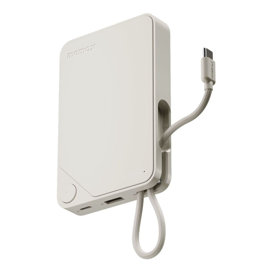 Momax Power X 10000mAh Battery Pack with Built-in USB-C Cable - باور بانك موماكس بور اكس بسعة 10000 مللي امبير مع كيبل USB-C مدمج يدعم الشحن السريع