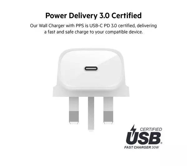 BELKIN USB Type-C Wall Charger 30W - شاحن جداري يو اس بي تايب سي بقوة 30 واط من بيلكن
