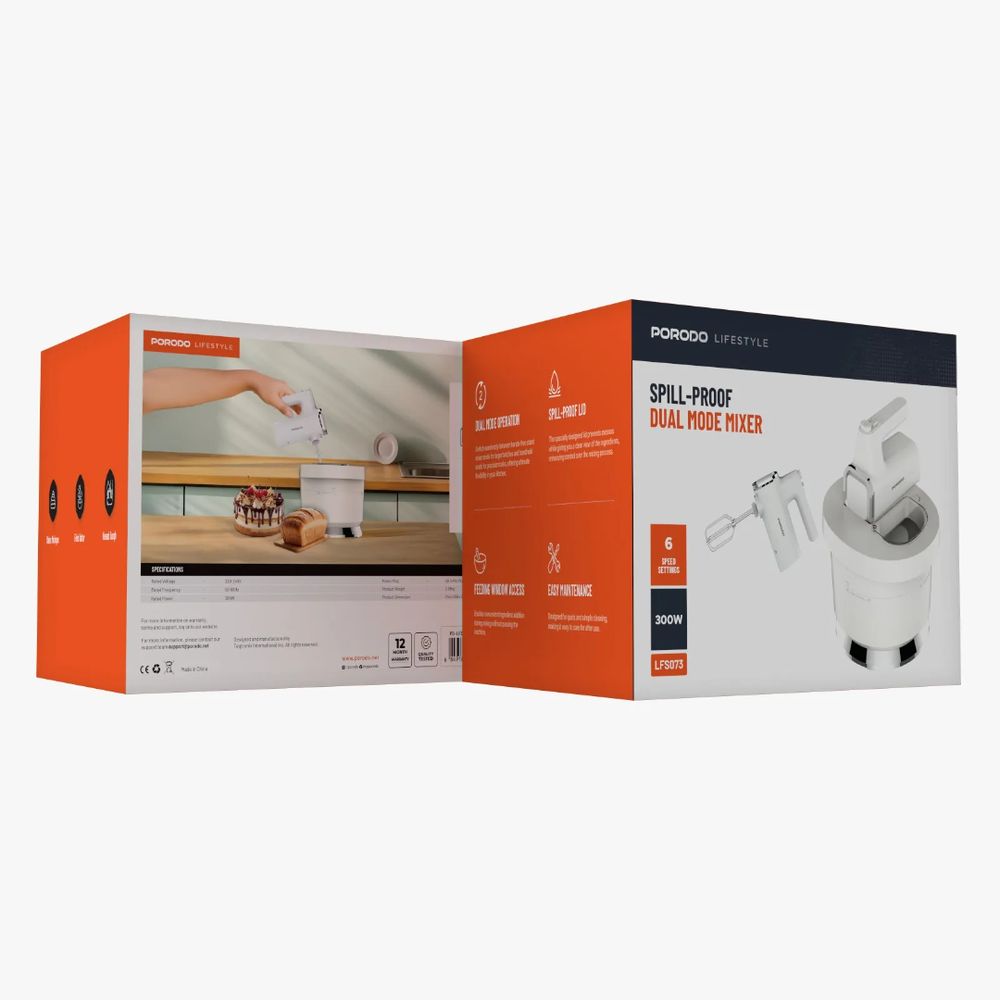 بورودو لايف ستايل خلاط يدوي - ابيض/سلفر | Porodo Lifestyle Hand Mixer - White/Silver