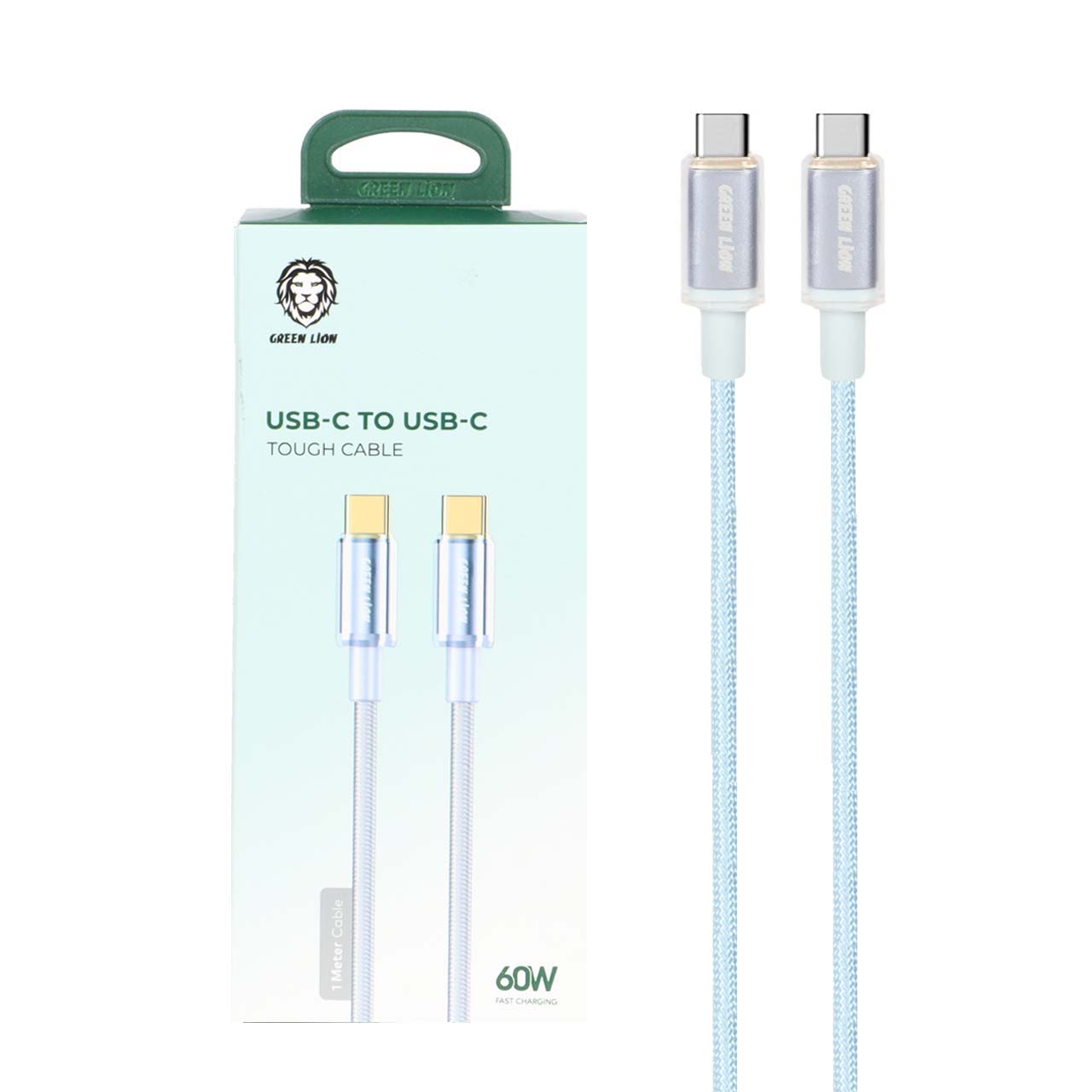 كيبل جرين لايون يو اس بي سي الى يو اس بي سي بقدرة 60 واط وطول 1 متر | Green Lion USB-C to USB-C Touch Cable 1M 60W