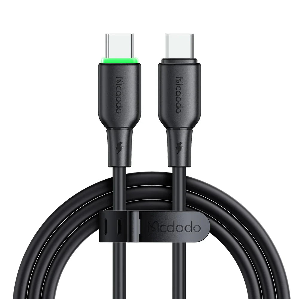 Mcdodo Silicone USB C to USB C 65W Data Cable with LED 1.2m - كابل بيانات من مكدودو سيليكون تايب سي إلى تايب سي 65واط مع ليد بطول 1.2 متر
