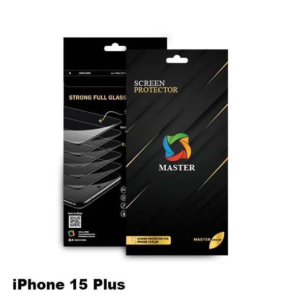 واقي شاشة زجاجي شفاف من ماستر لايفون 15, 15 بلس, 15 برو و 15 برو ماكس | MASTER Clear Tempered Glass Screen Protector for iPhone 15 / 15 Plus / 15 Pro / 15 Pro Max
