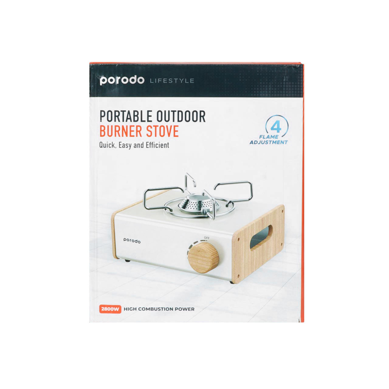 موقد غاز محمول للتخييم من بورودو لايف ستايل بقدرة 2800 واط - بني فاتح | Porodo Lifestyle Camping Portable Single Burner Gas Stove 2800W - Light Brown
