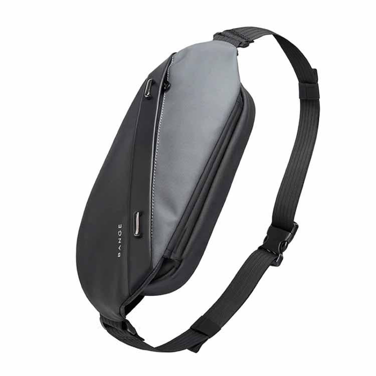 BANGE Men Waterproof Business Casual Chest Bag Messenger Bag - Gray | حقيبة كتف رجالية من بانجي, مقاومة للماء بتصميم عملي - رمادي