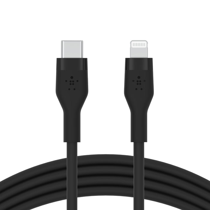 Belkin BoostCharge Flex USB-C Silicone Cable with Lightning Connector 1M - كيبل سيلكون يو اس بي سي الى لايتننغ بتقنية البوست شارجر بطول 1 متر