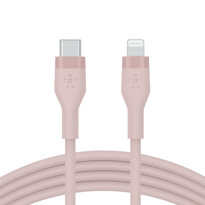 Belkin BoostCharge Flex USB-C Silicone Cable with Lightning Connector 1M - كيبل سيلكون يو اس بي سي الى لايتننغ بتقنية البوست شارجر بطول 1 متر