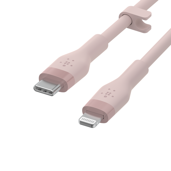 Belkin BoostCharge Flex USB-C Silicone Cable with Lightning Connector 1M - كيبل سيلكون يو اس بي سي الى لايتننغ بتقنية البوست شارجر بطول 1 متر