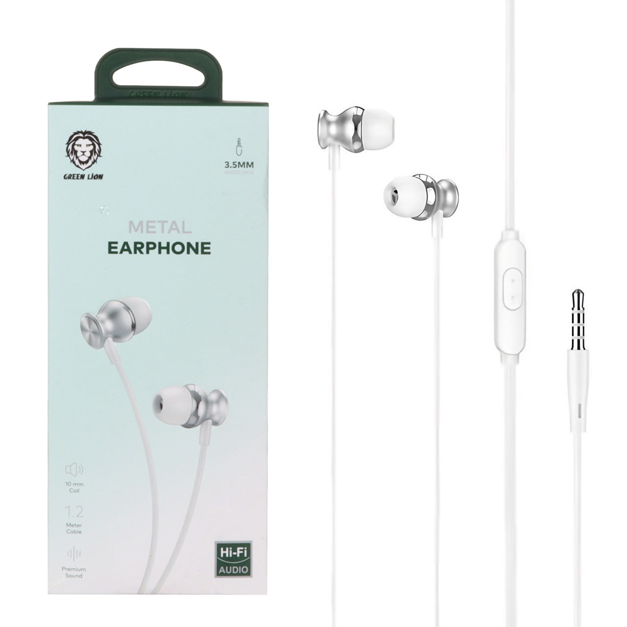 سماعة اذن معدنية سلكية من جرين لايون, بمنفذ 3.5 ملم | Green Lion Metal Earphones 3.5MM