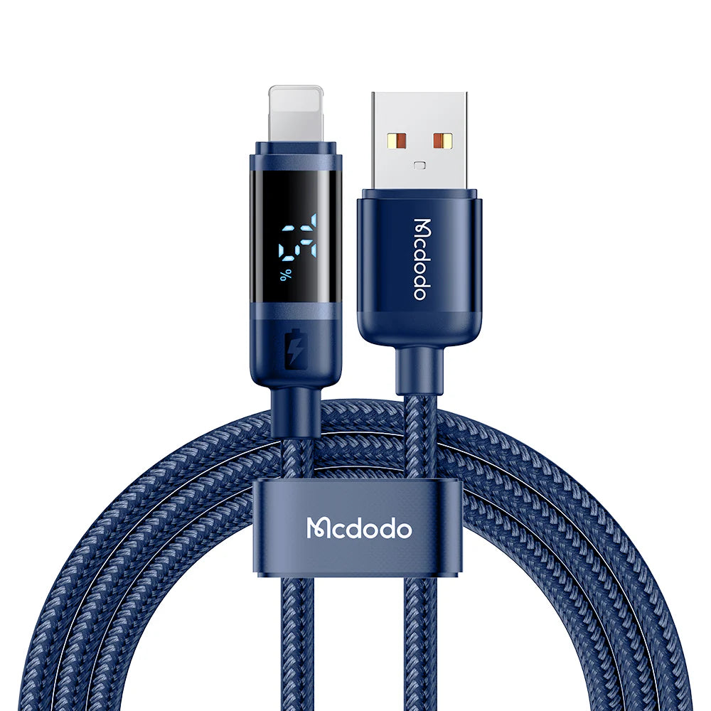 Mcdodo 3A Battery Level Display USB To Lightning Cable 1.2m - ماكدودو عرض مستوى البطارية يو اس بي إلى كابل لايتننغ 1.2 متر