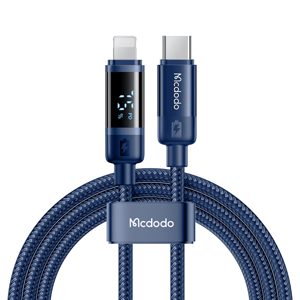 Mcdodo 36W Battery Level Display USB C To Lightning Cable 1.2m - مكدودو 36واط عرض مستوى البطارية يو اس بي سي إلى كابل لايتننغ 1.2 متر