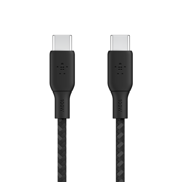 Belkin BoostCharge USB-C to USB-C Braided Cable 100W PD 3M - كابل بيلكن بوست شارجر يو اس بي سي إلى يو اس بي سي المضفر بطول 3 متر وبقوة 100 وات للشحن السريع