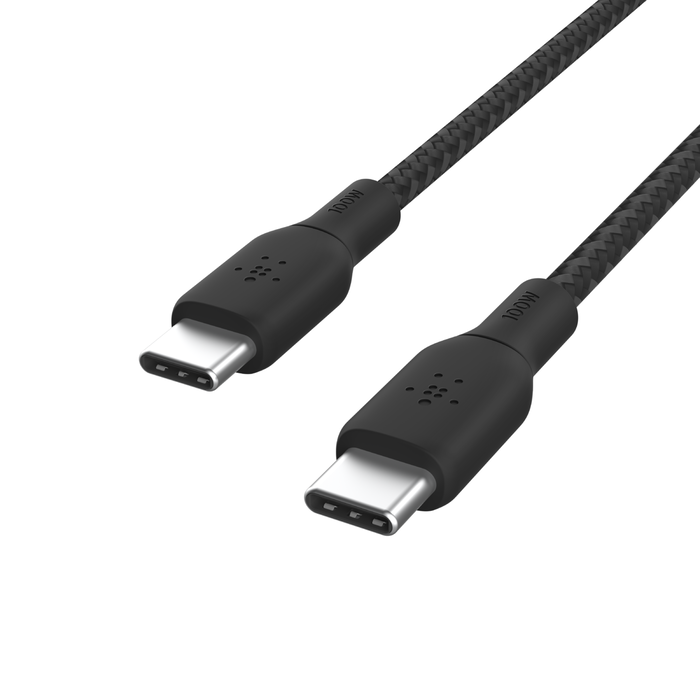 Belkin BoostCharge USB-C to USB-C Braided Cable 100W PD 3M - كابل بيلكن بوست شارجر يو اس بي سي إلى يو اس بي سي المضفر بطول 3 متر وبقوة 100 وات للشحن السريع