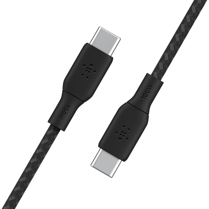 Belkin BoostCharge USB-C to USB-C Braided Cable 100W PD 3M - كابل بيلكن بوست شارجر يو اس بي سي إلى يو اس بي سي المضفر بطول 3 متر وبقوة 100 وات للشحن السريع