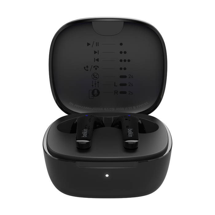Belkin SoundForm™ Motion True Wireless Earbuds Noise Cancelling Ear Buds with Wireless Charging Case & Dual Microphone - سماعات لاسلكيو ساوند فورم للأذنين مع إلغاء الضوضاء وعلبة شحن لاسلكية وميكروفون مزدوج من بيلكن