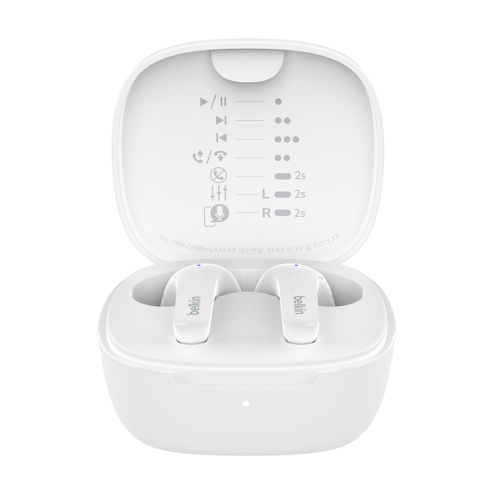 Belkin SoundForm™ Motion True Wireless Earbuds Noise Cancelling Ear Buds with Wireless Charging Case & Dual Microphone - سماعات لاسلكيو ساوند فورم للأذنين مع إلغاء الضوضاء وعلبة شحن لاسلكية وميكروفون مزدوج من بيلكن